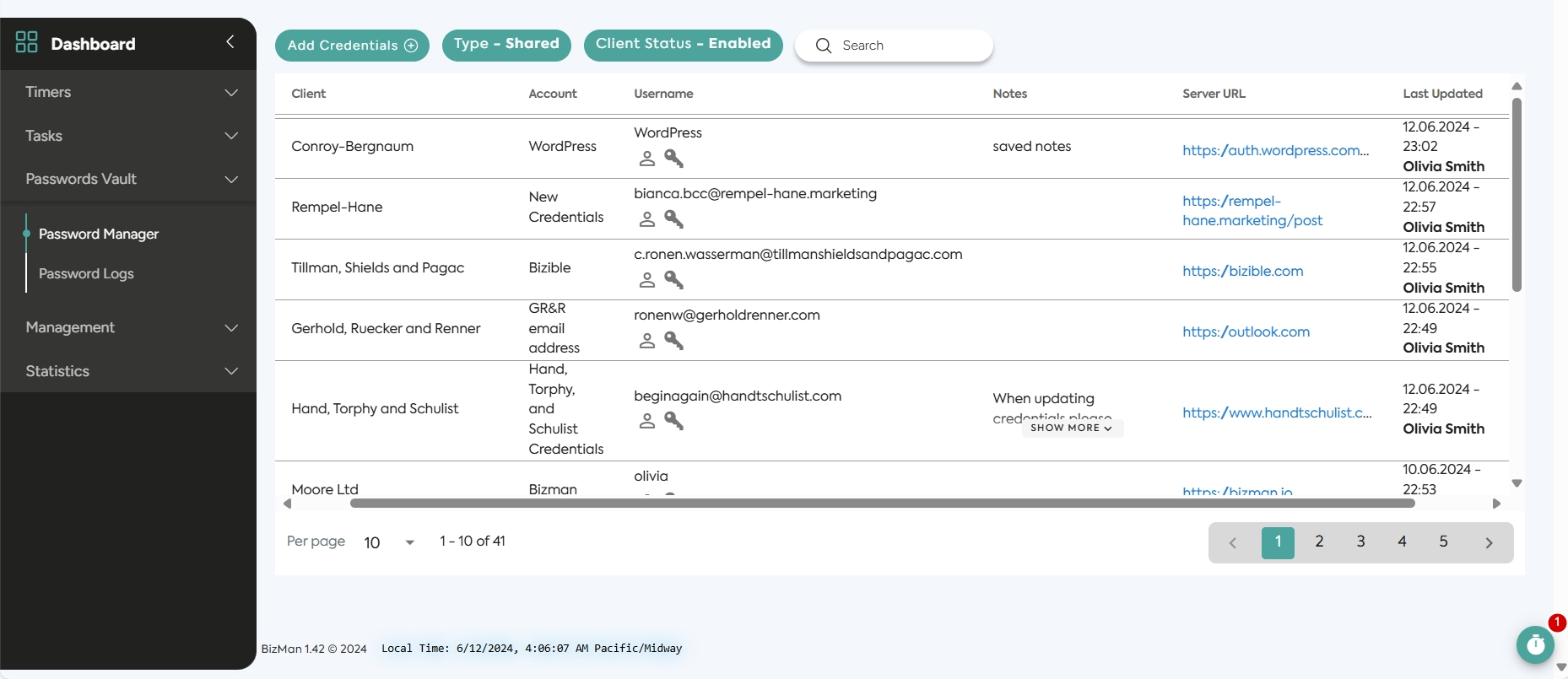 Password Vault and project tracking tools 